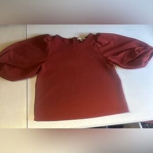 Green Envelope Red Boxy Short Sleeve Blouse